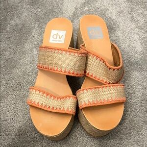DV by Dolce Vita Beige and Orange Wedge Sandals NWOT
